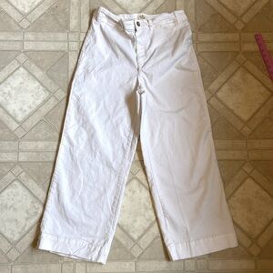 Marine Layer Pants Womens 14 Bridget High Rise Wide Leg Crop Antique White